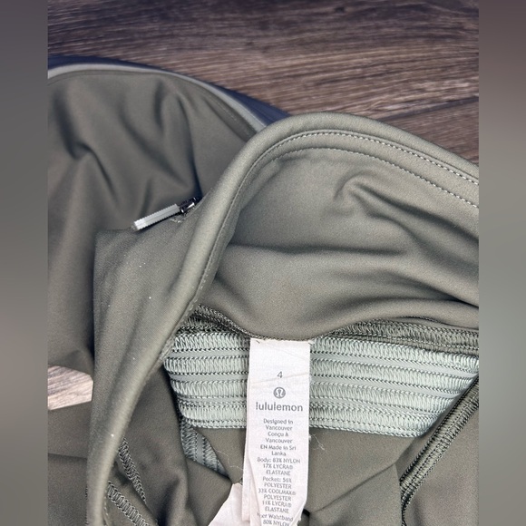 Lululemon High Rise Olive Leggings Size 4 | Sculpting Back Seam & Zip Pocket - Picture 6 of 15